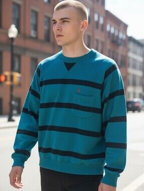 Vintage Knights of the Round Table Striped Crewneck  RUGBY shirt Men's XL READ